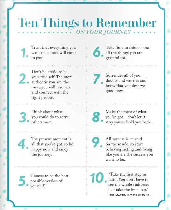 10 Things to Remember On Your Journey 